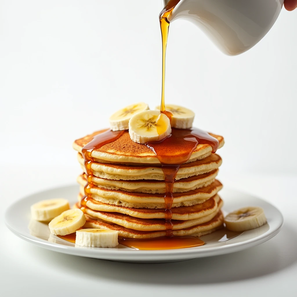 Sugarless pancake recipe with fresh berries and syrup