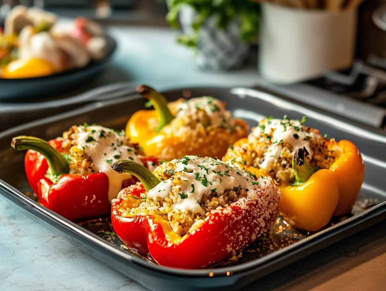 mediterranean rice and bean stuffed peppers mediterranean rice and bean stuffed peppers