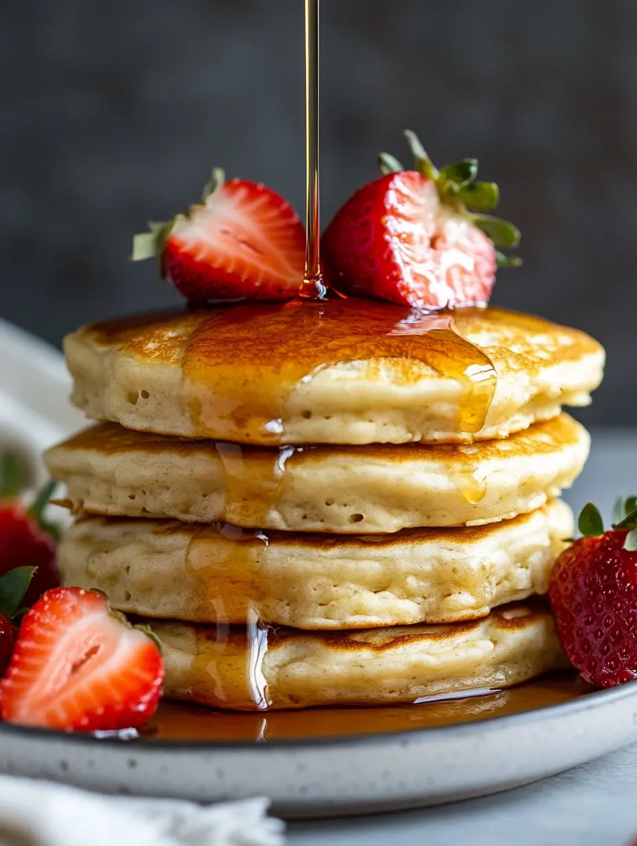 Fluffy cottage cheese pancakes with syrup